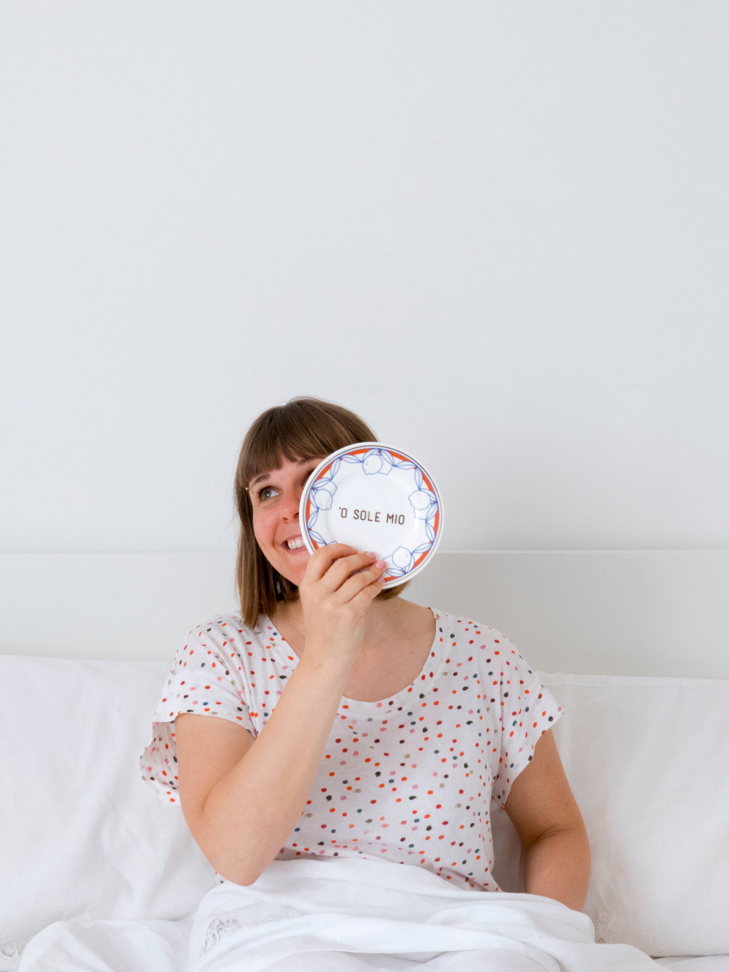 'O SOLE MIO - Piatto in porcellana con scritta