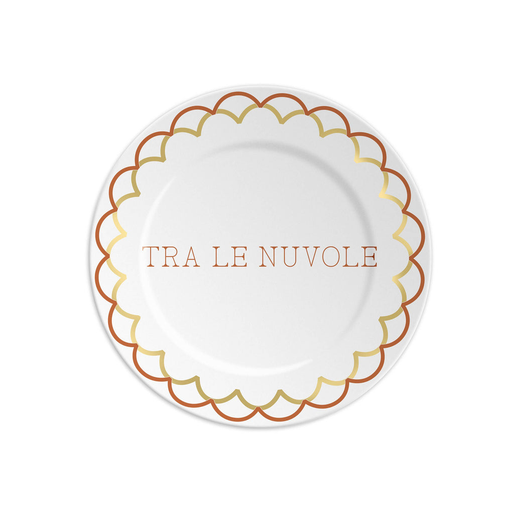 TRA LE NUVOLE - Piatto in porcellana con scritta