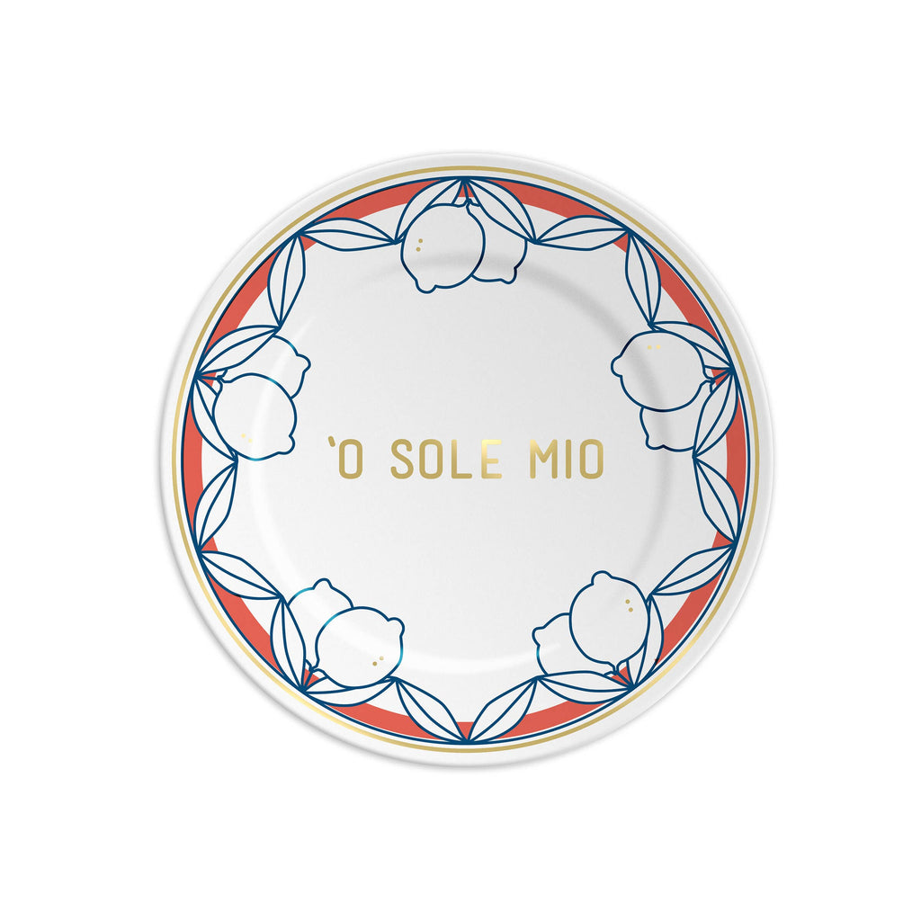 'O SOLE MIO - Piatto in porcellana con scritta